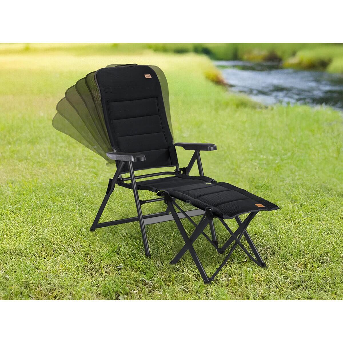 Tabouret De Camping Pliable Et Repose-pieds – Acier Carbone + Oxford, Supporte 63 Kg, Compact Avec Sac De Rangement