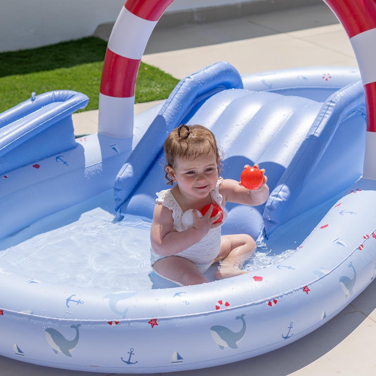 Flamingueo Centre De Jeux Aquatique Avec Toboggan PVC Violet 3/7