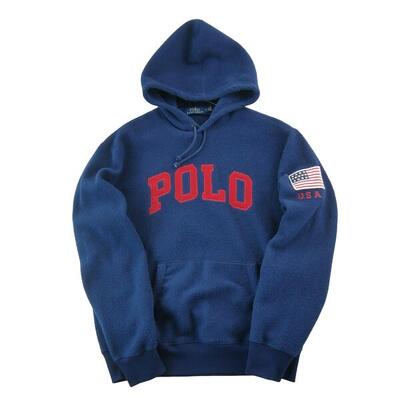 Tweedehands - fleece trui heren usa flag navy polo ralph lauren - als nieuw