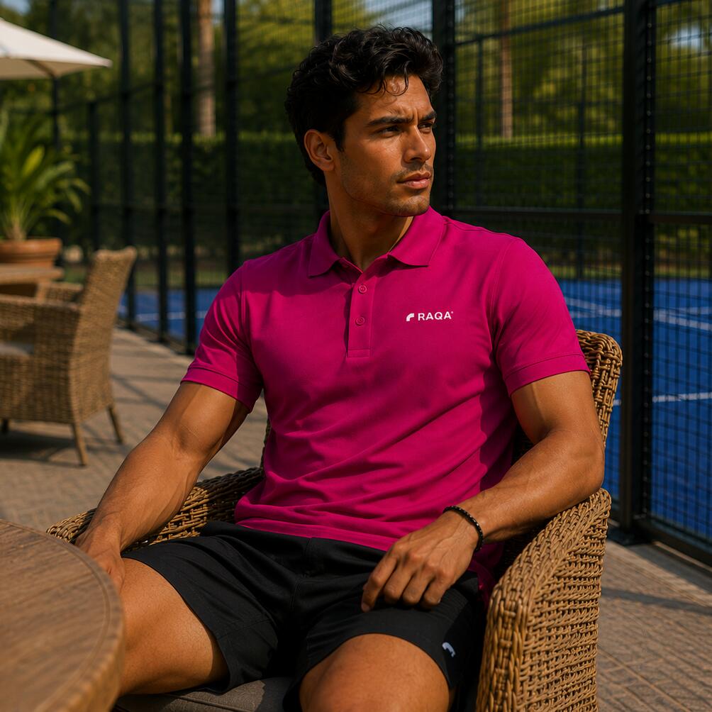 Padel polo heren roze  – Raqa Performance 3/4