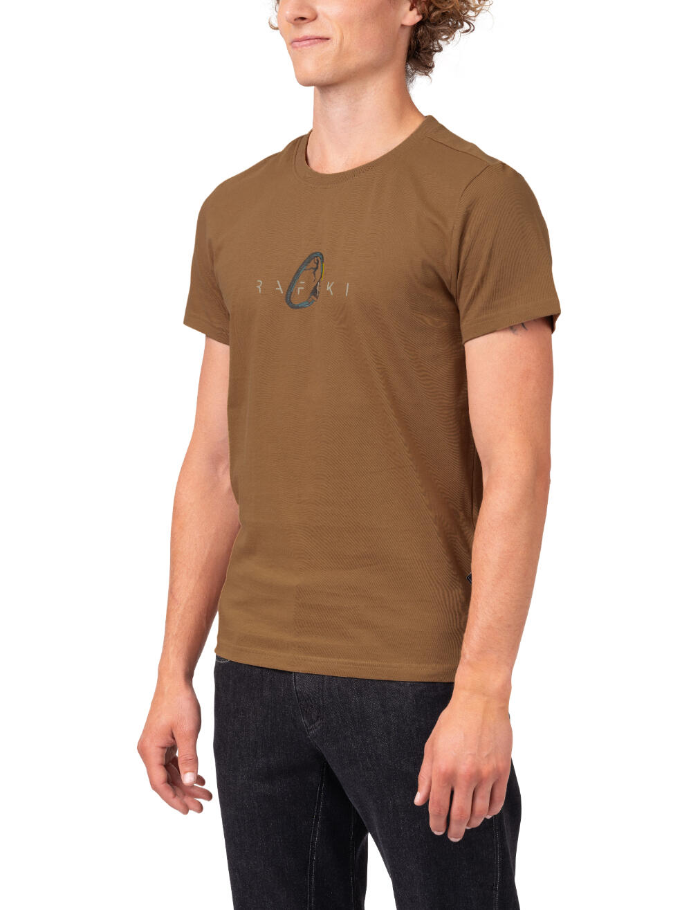 Heren-T-shirt klassieke comfortabele biologische korte mouwen RAFIKI bruin 3/7