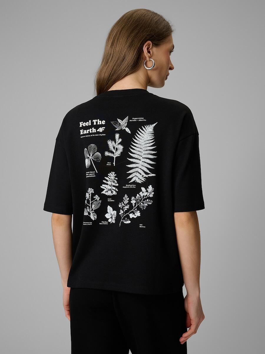 T-shirt regular z nadrukiem damski 4F 4FRSS26TTSHF3704