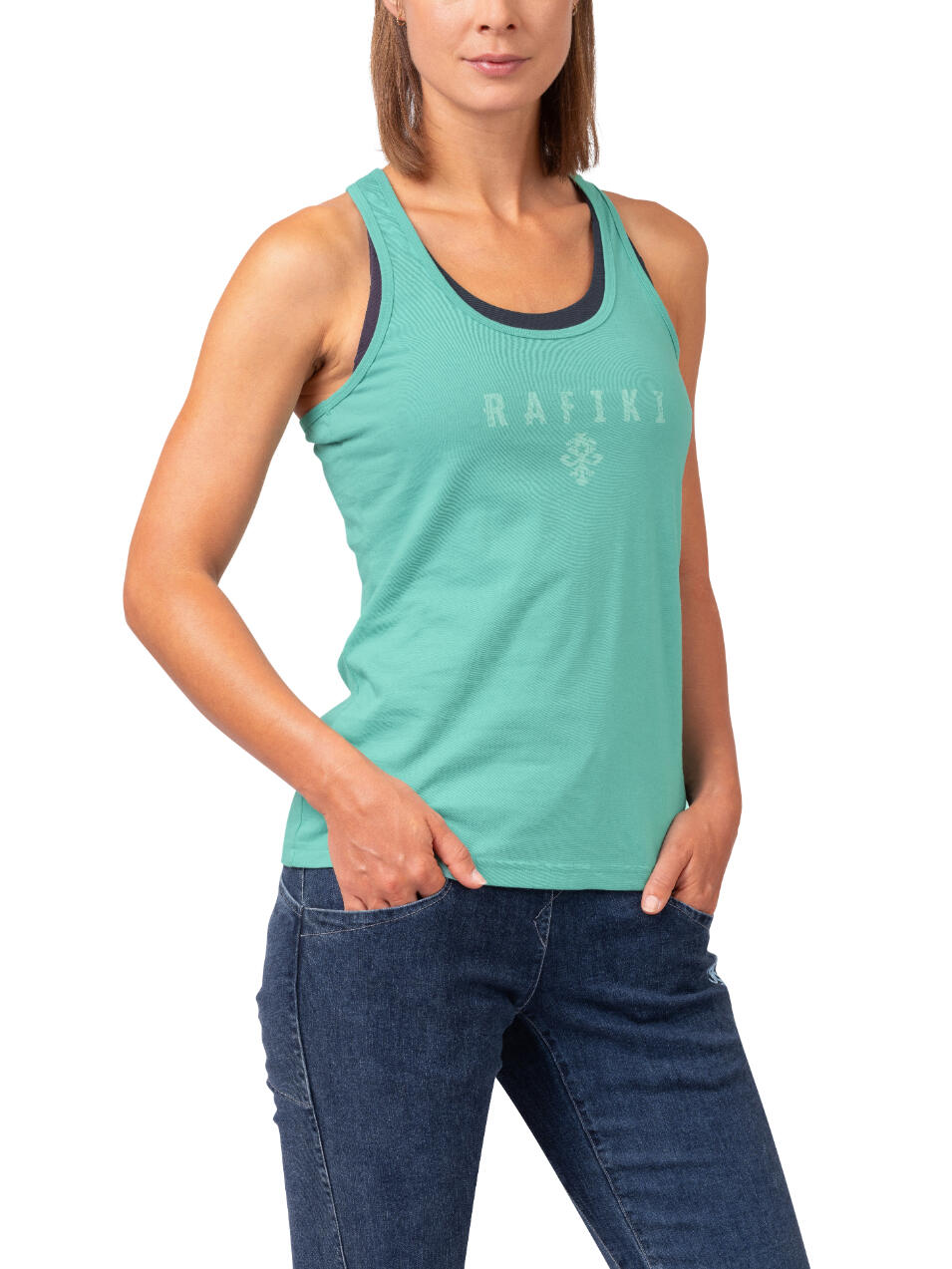 Cómoda camiseta orgánica de tirantes para mujer RAFIKI verde 4/7