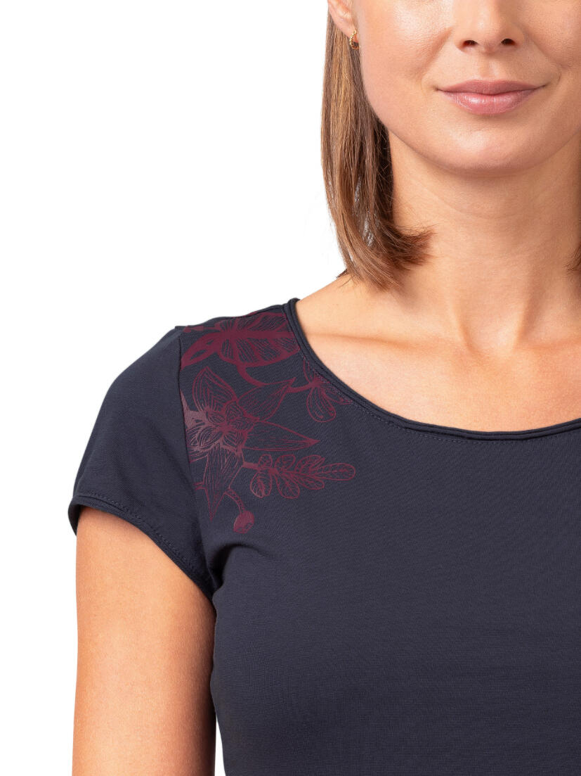 Damen-T-Shirt mit weitem Halsausschnitt und kurzen Ärmeln RAFIKI dunkelblau 7/7