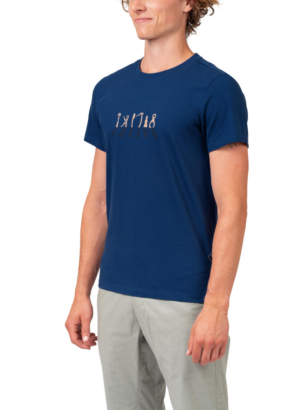 Herenklassiek comfortabel biologisch T-shirt met korte mouwen RAFIKI blauw 3/7