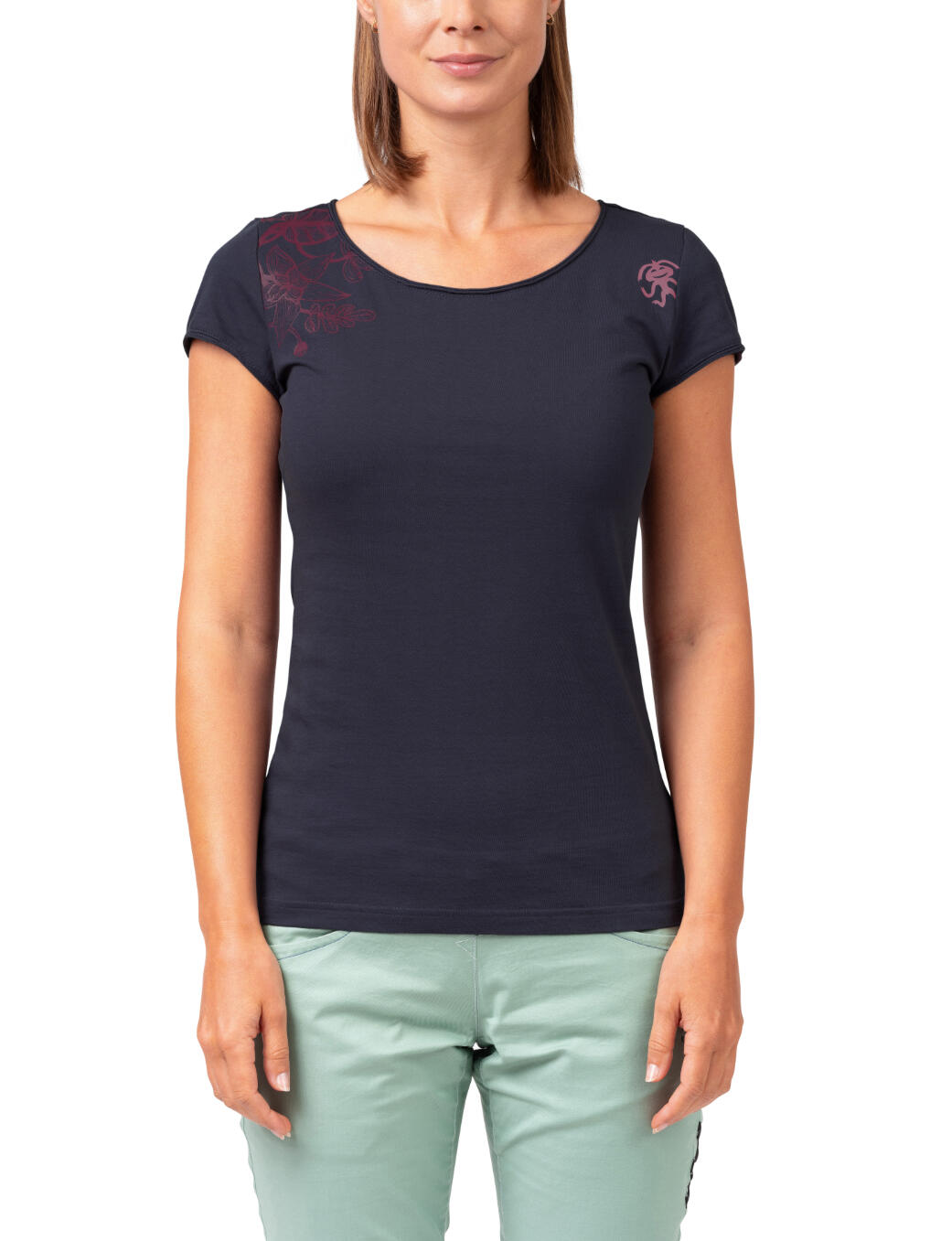 Damen-T-Shirt mit weitem Halsausschnitt und kurzen Ärmeln RAFIKI dunkelblau 5/7