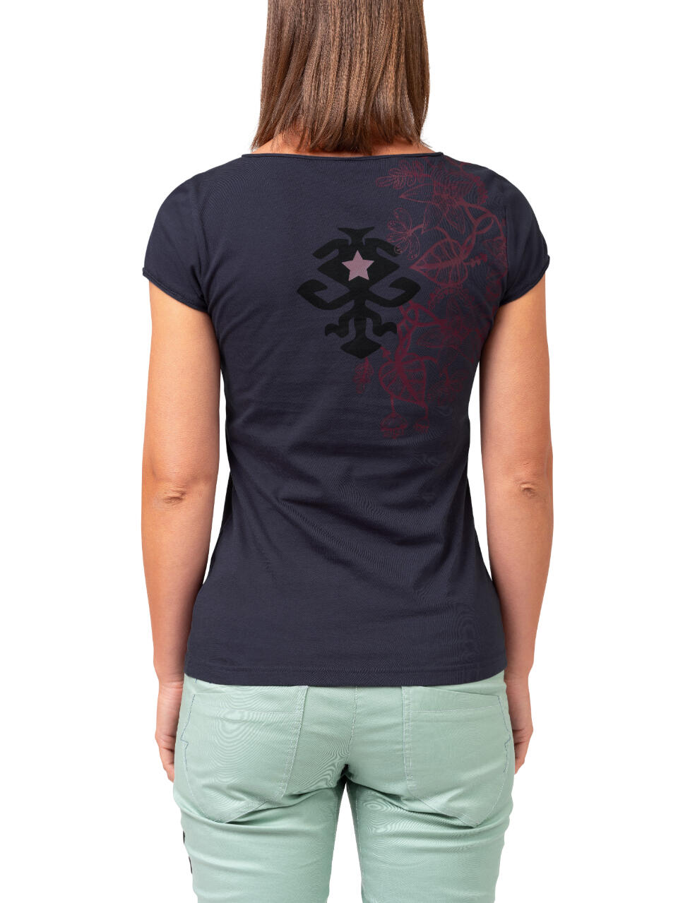 Damen-T-Shirt mit weitem Halsausschnitt und kurzen Ärmeln RAFIKI dunkelblau 6/7