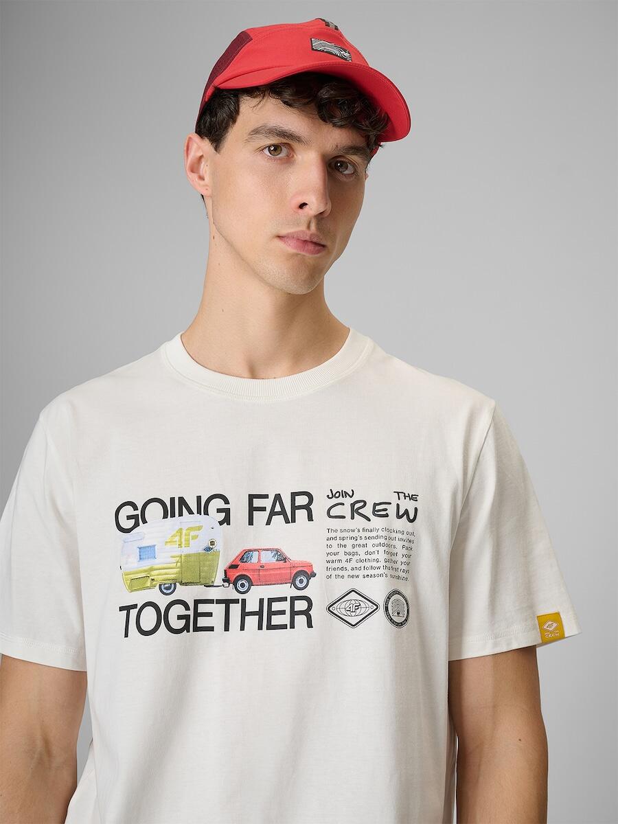 T-shirt regular z nadrukiem męski 4F 4FRSS26TTSHM3810 4/6