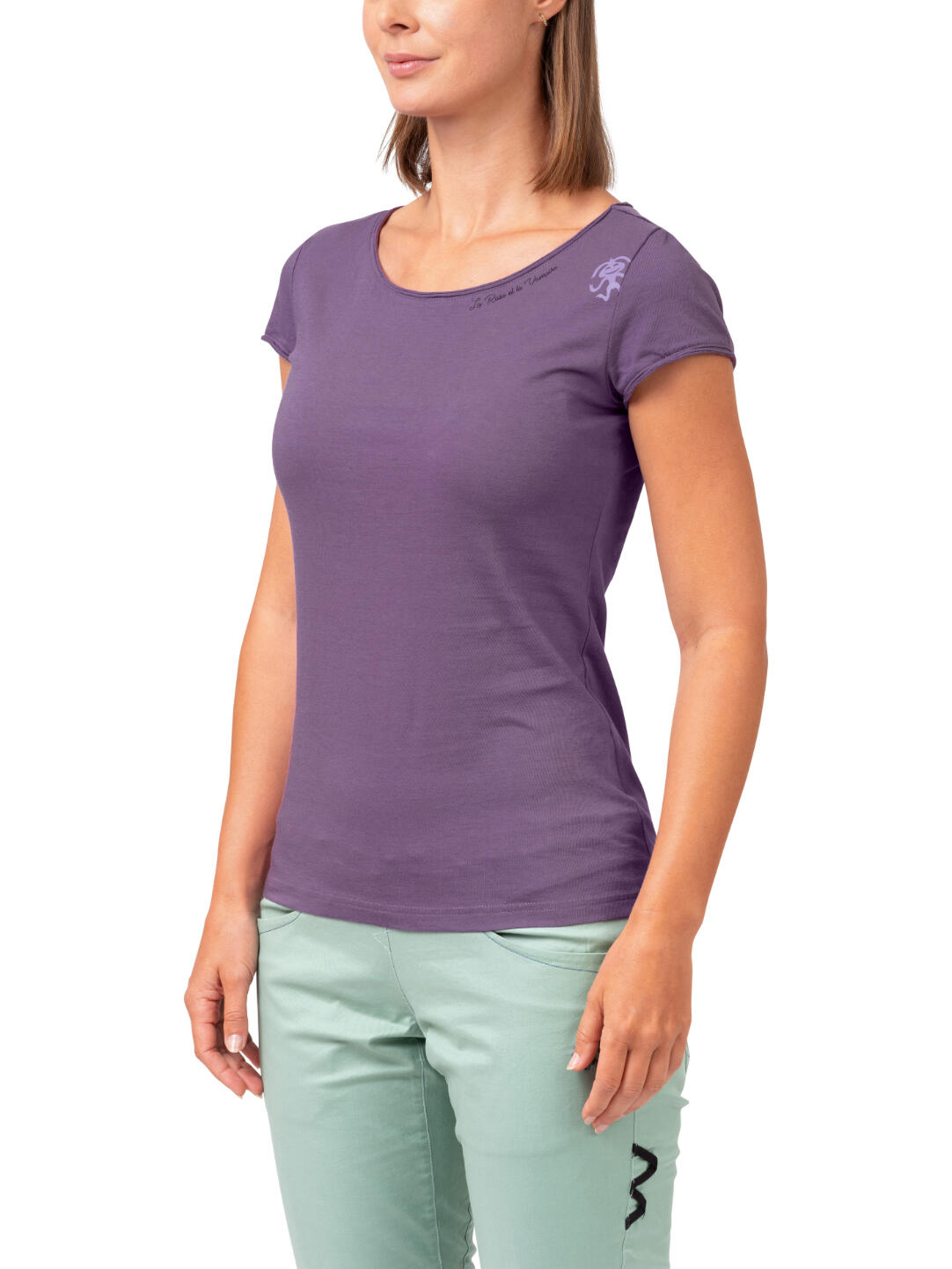 Damen Bio-T-Shirt mit weitem Halsausschnitt und kurzen Ärmeln RAFIKI lila 3/7