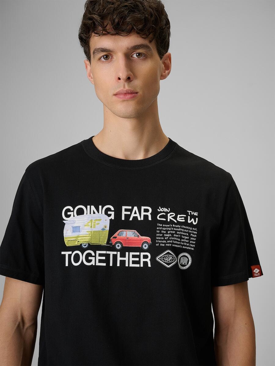 T-shirt regular z nadrukiem męski 4F 4FRSS26TTSHM3810 4/6