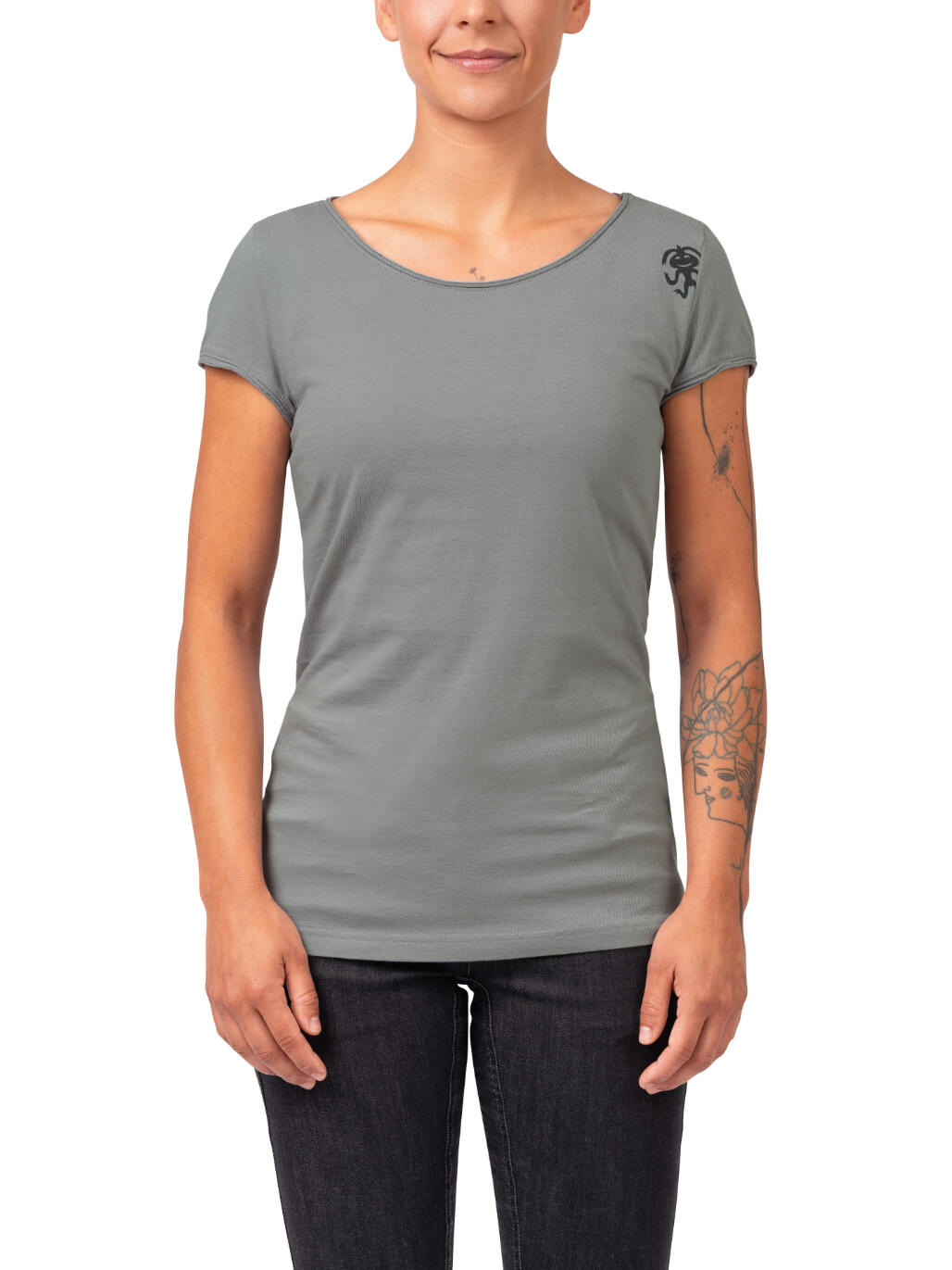 Camiseta orgánica de mujer de manga corta y cuello ancho RAFIKI gris 5/7