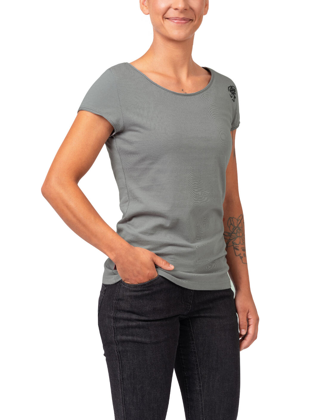 Camiseta orgánica de mujer de manga corta y cuello ancho RAFIKI gris 4/7