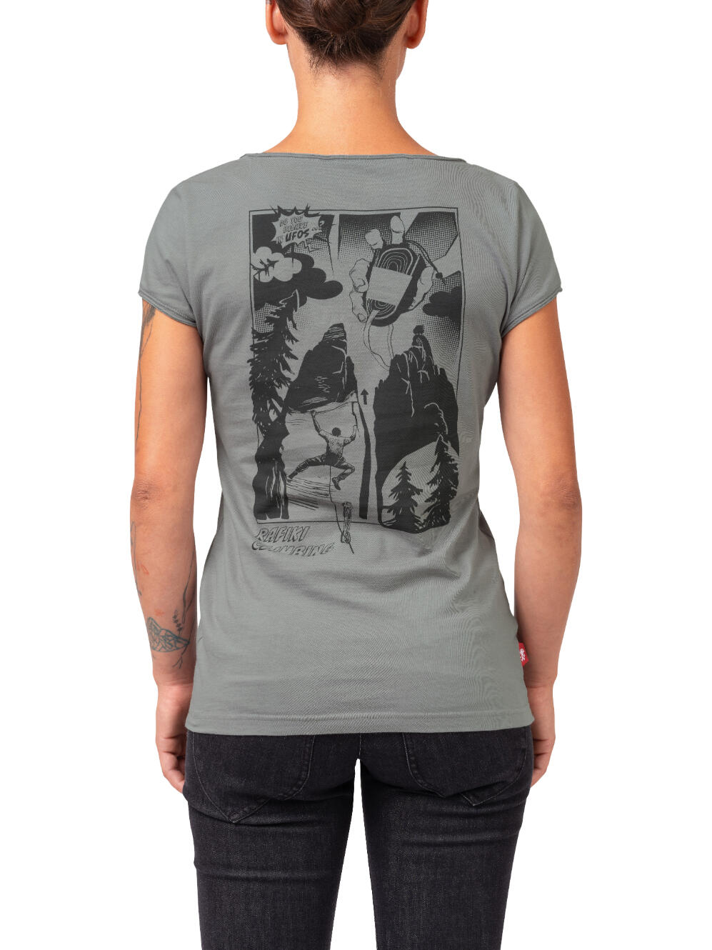 Camiseta orgánica de mujer de manga corta y cuello ancho RAFIKI gris 6/7