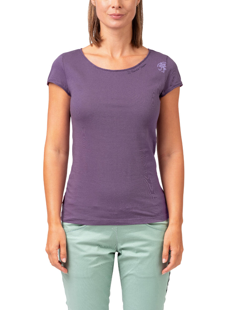 Damen Bio-T-Shirt mit weitem Halsausschnitt und kurzen Ärmeln RAFIKI lila 5/7