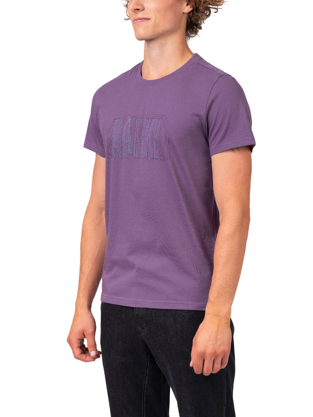 Herenklassiek comfortabel biologisch T-shirt met korte mouwen RAFIKI paars 3/7