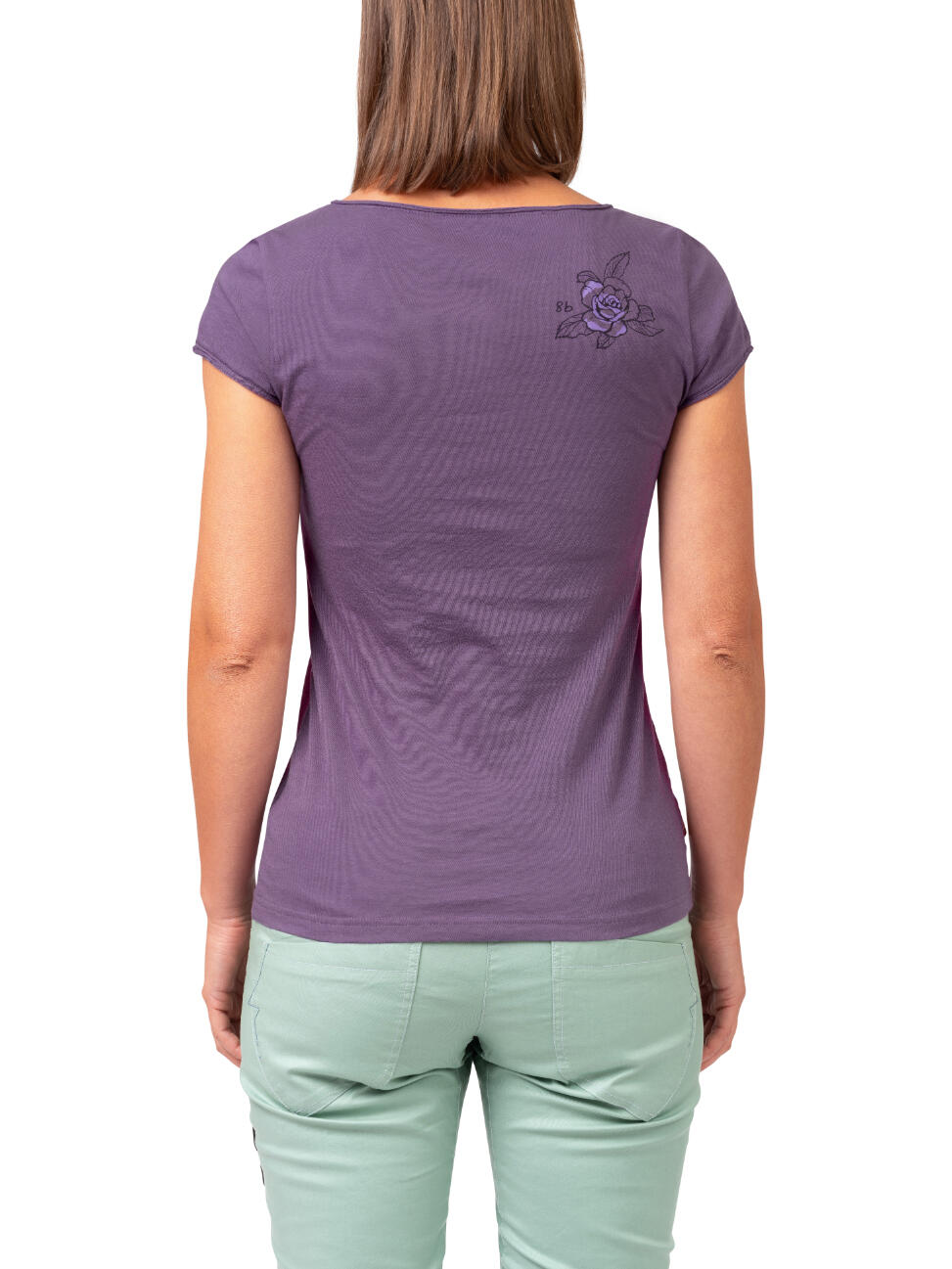 Damen Bio-T-Shirt mit weitem Halsausschnitt und kurzen Ärmeln RAFIKI lila 6/7
