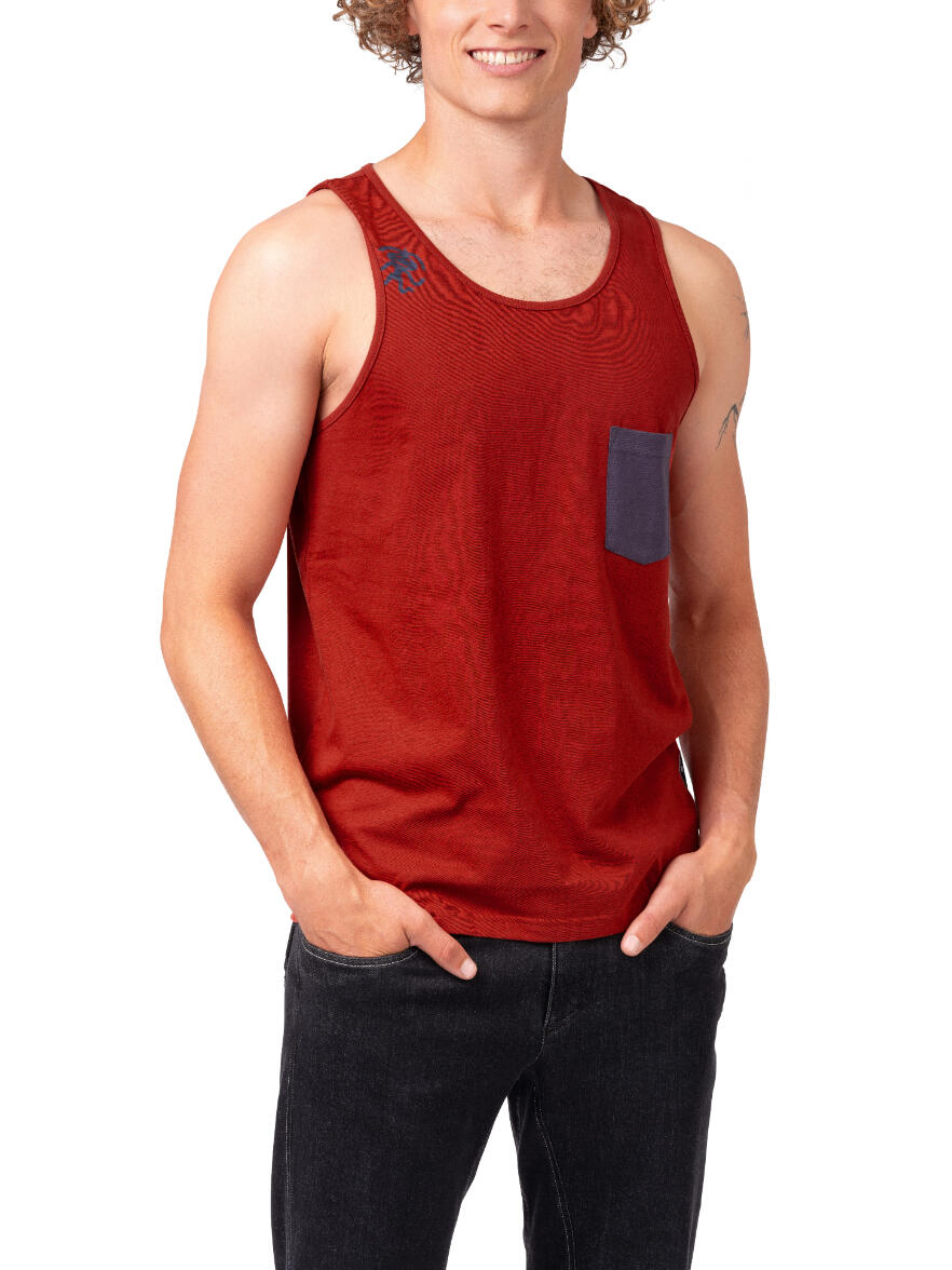 Camiseta de tirantes orgánica ligera para hombre RAFIKI roja 4/7