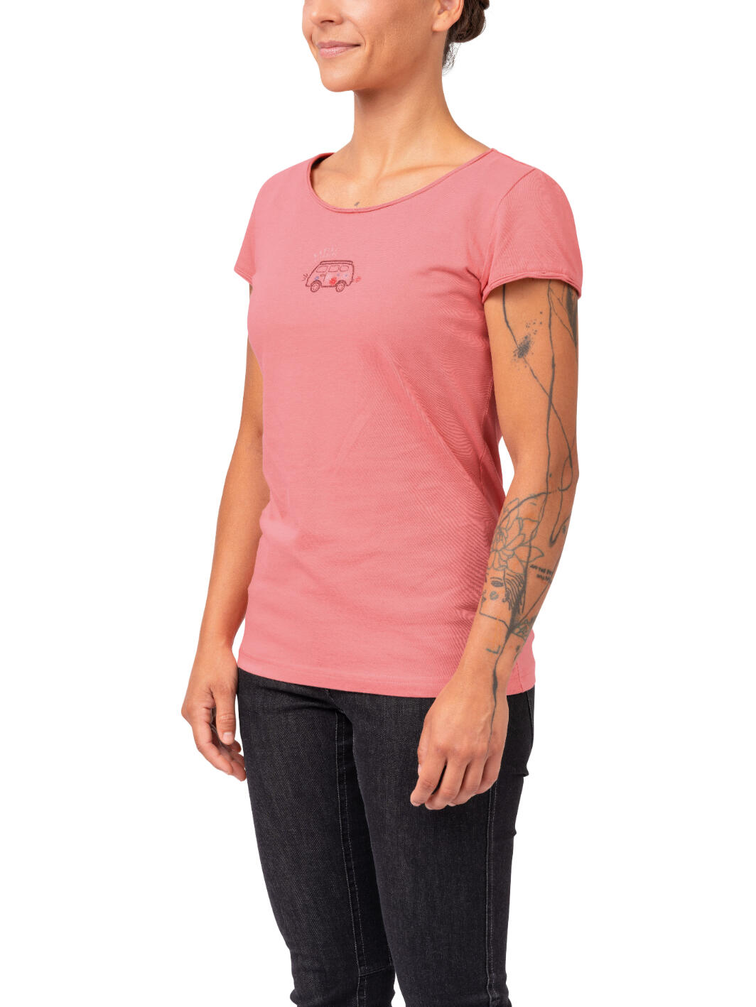 T-shirt donna organica a maniche corte e collo largo RAFIKI rosa 3/7