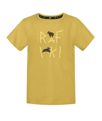 Kinder-t-shirt met korte mouwen en klimgrafiek rafiki geel