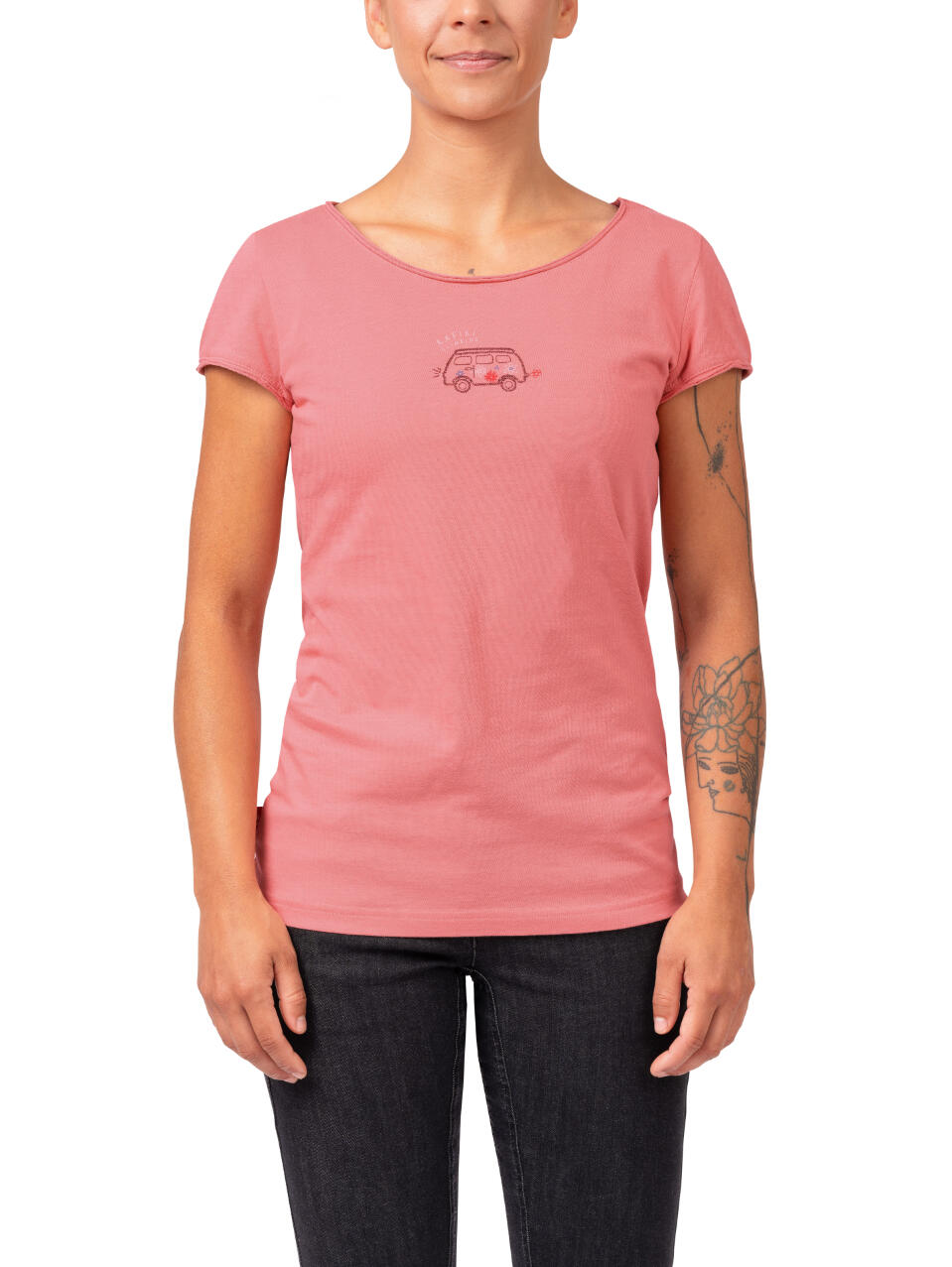 T-shirt donna organica a maniche corte e collo largo RAFIKI rosa 5/7