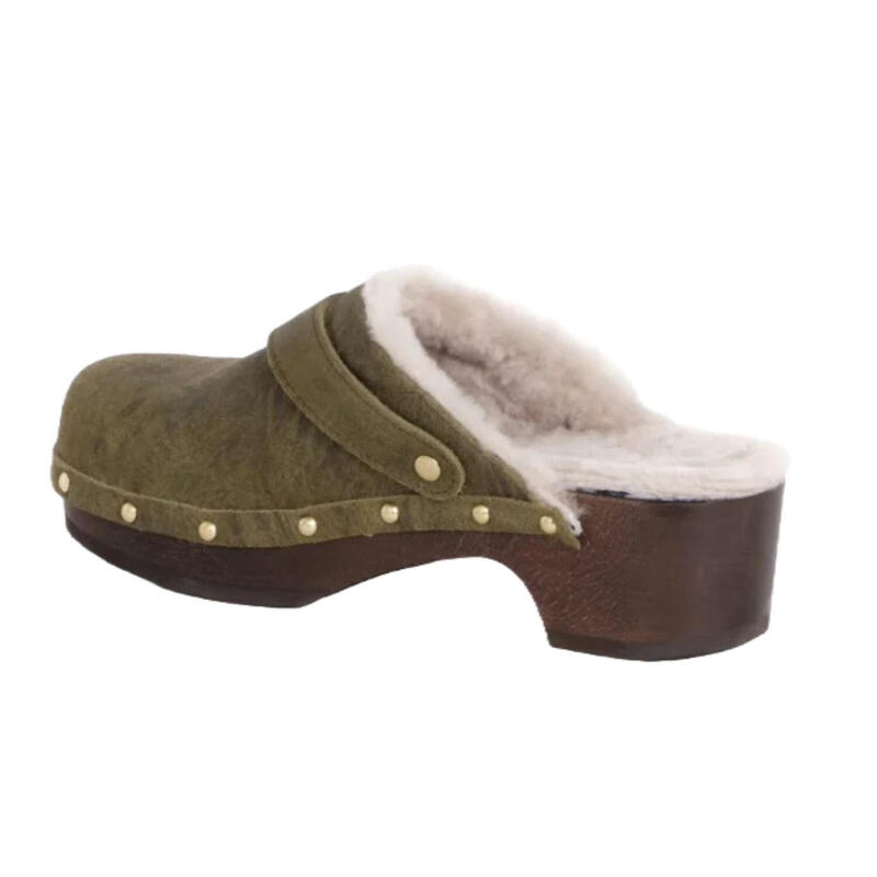 Papuci de damă Scholl Pescura Clog 50 cu blană naturală