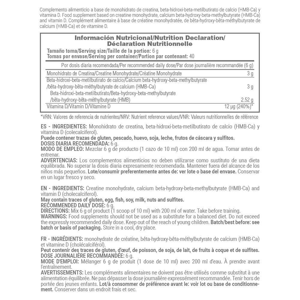 Creatina con HMB + Vitamina D - 240 g Neutro MASMUSCULO 4/5