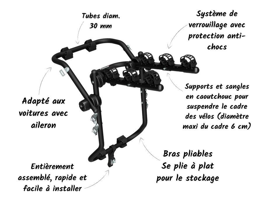 Porte-vélos coffre 3 vélos pliable 45 kg Venezia 3/6