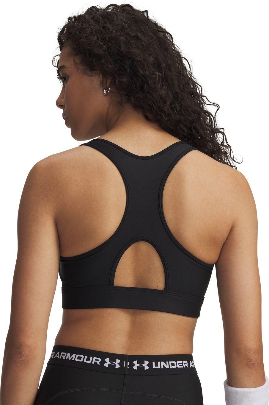 Top desportivo Under Armour HeatGear com suporte moderado, preto, para mulher 5/5