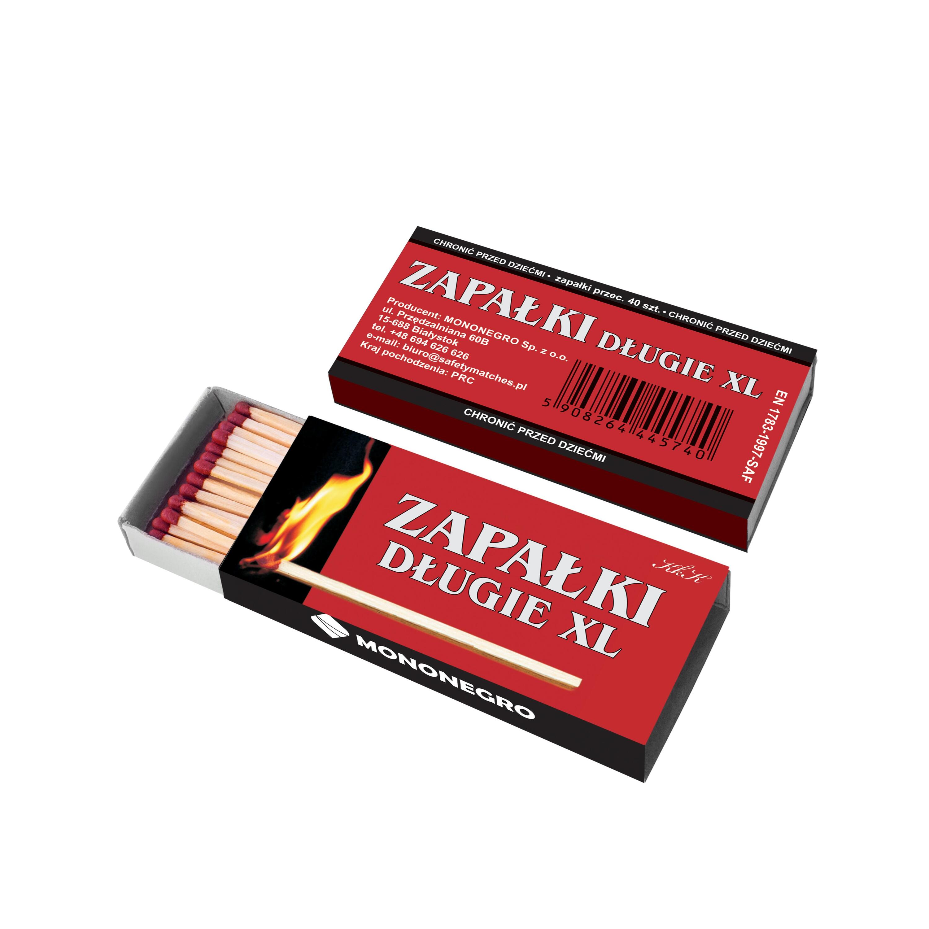 Zapałki Kominkowe Długie XL 96mm Do Grilla Kominka Ogniska 40 sztuk 2/2