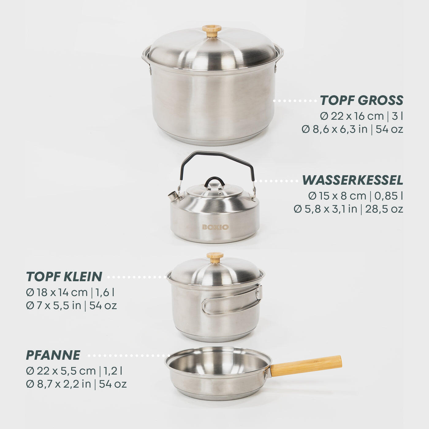 BOXIO - COOK Plus: Campingkocher Starterset mit Campingtopfset für Camping 2/7