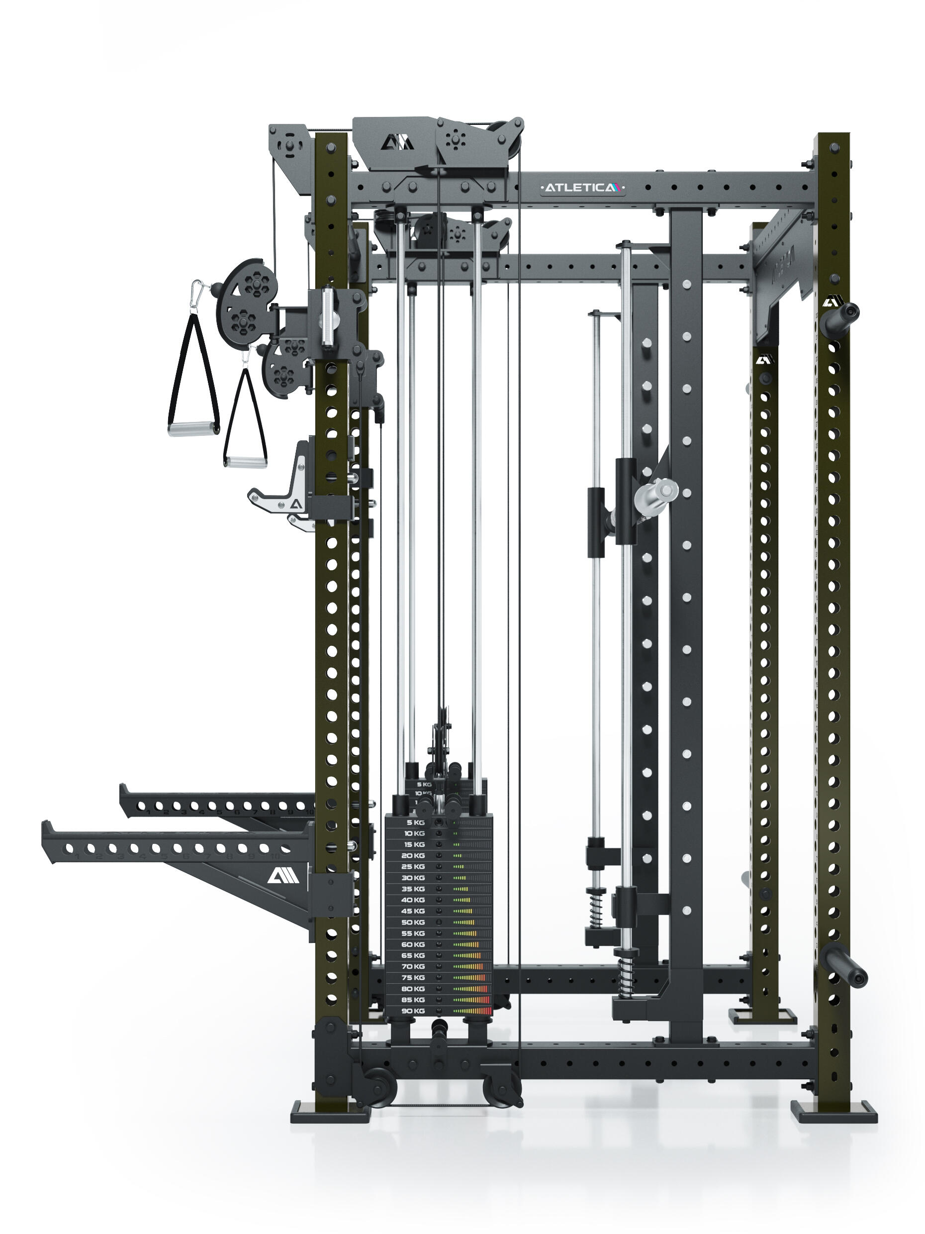 R8 Bradley Combat | 180kg Weight Stack | Military Green | Power Rack 3/7
