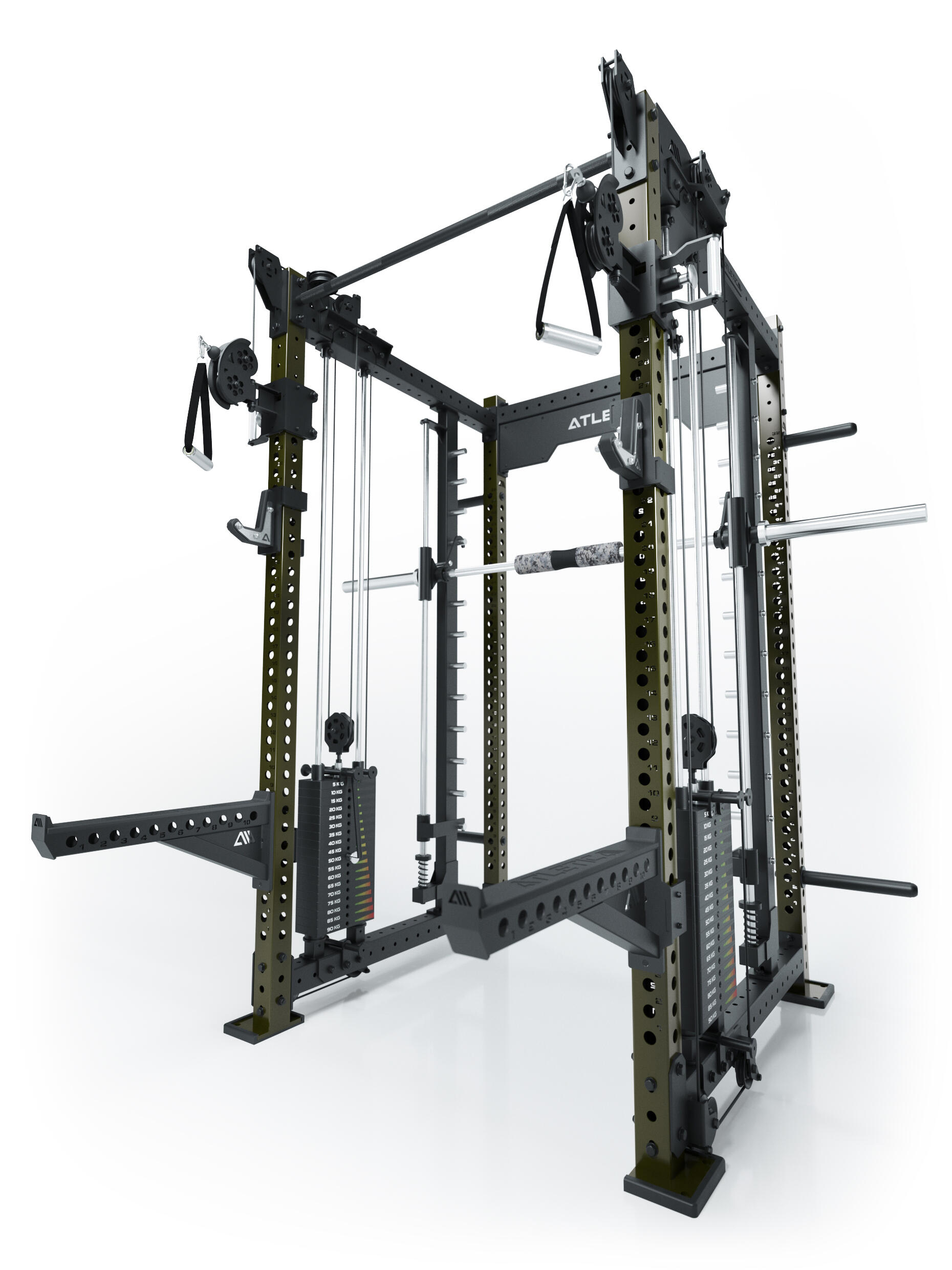 R8 Bradley Combat | 180kg Weight Stack | Military Green | Power Rack 5/7