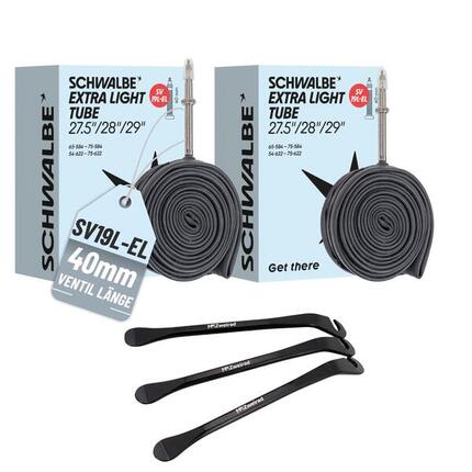 2x Schwalbe Schlauch SV19L-EL 40mm (27,5"/28"/29") 54/75-584/622 + Reifenheber