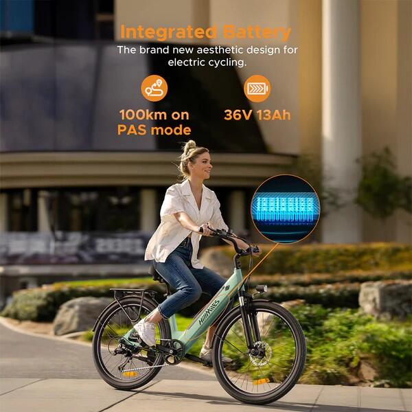 HILLMILES MileCity1 26" elektrische fiets met 250W motor en 36V 13Ah accu 2/2