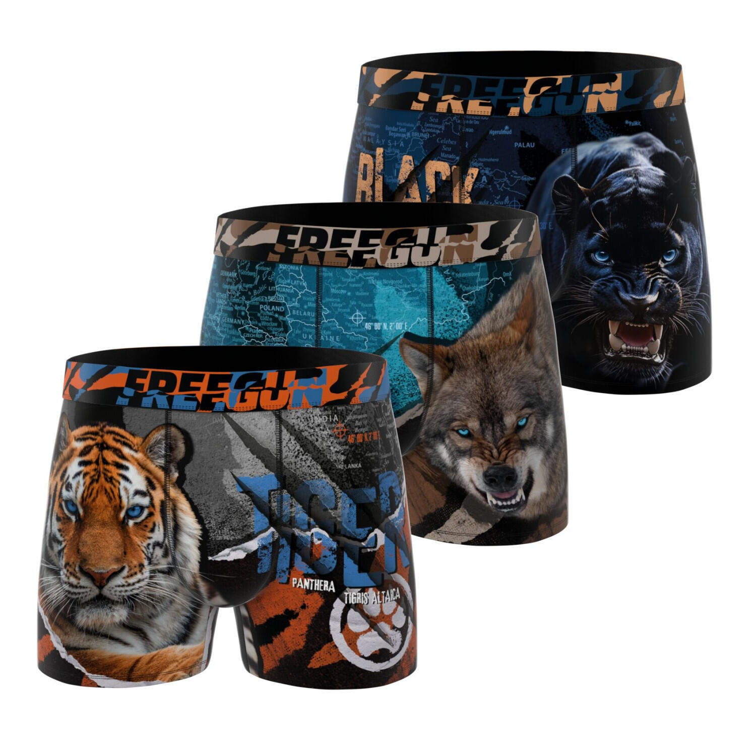 Lot de 3 boxers enfant Wild Animals 1/5