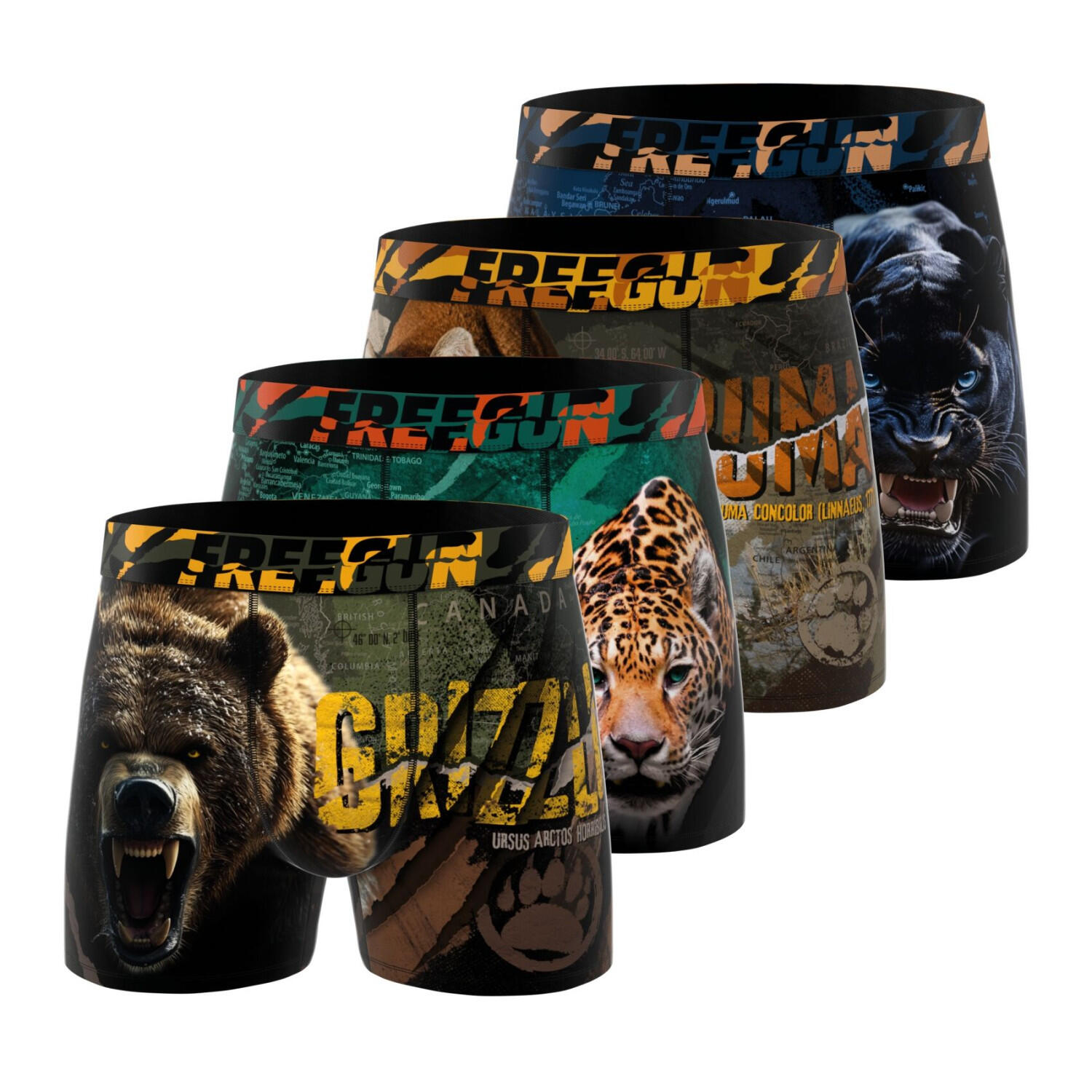 Lot de 4 boxers enfant Wild Animals 1/5