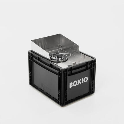 BOXIO - COOK: Edelstahl All-in-One Campingkocher mit Stauraum & Windschutz