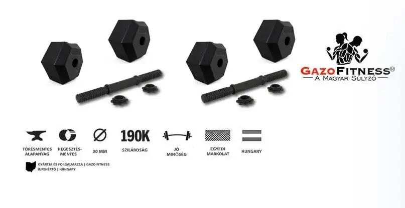 GazoFitness® Hexagon Kézi Súlyzó 2 x 9,5 Kg.(Össz:19Kg.) 4/6