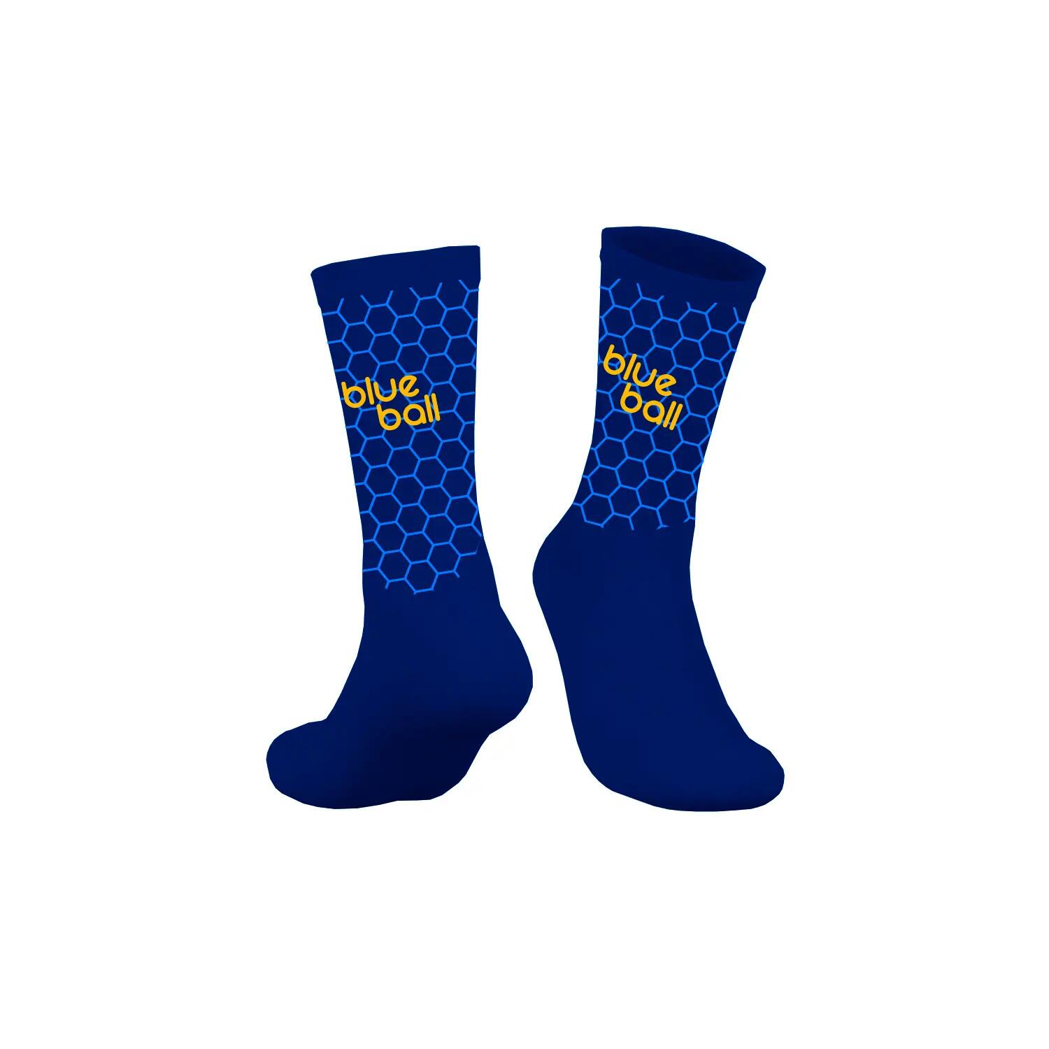CALCETINES DE COMPRESIÓN 3 BLUEBALL EN COLOR Azul con logo amarillo 2/2