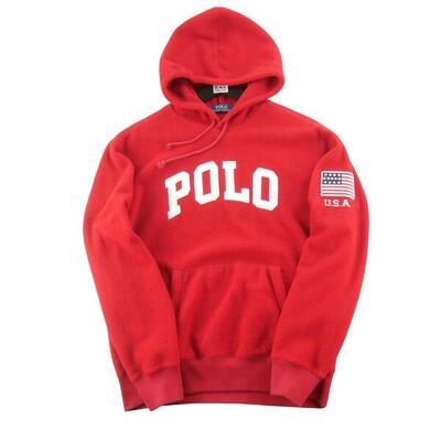 Second hand - Maglione pile Uomo Polo Ralph Lauren Rosso USA - Stato eccellente