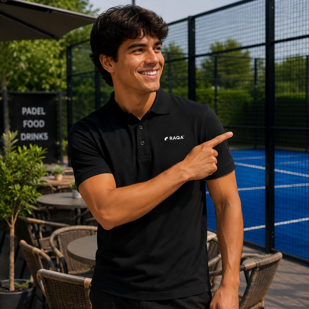 Padel polo heren zwart  – Raqa Performance 3/4