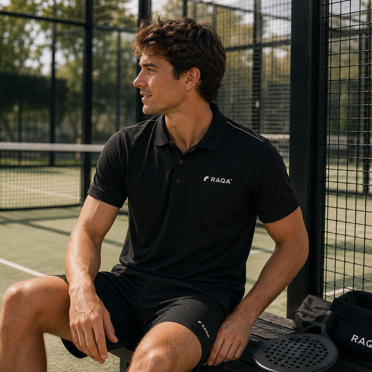 Padel polo heren zwart  – Raqa Performance 2/4