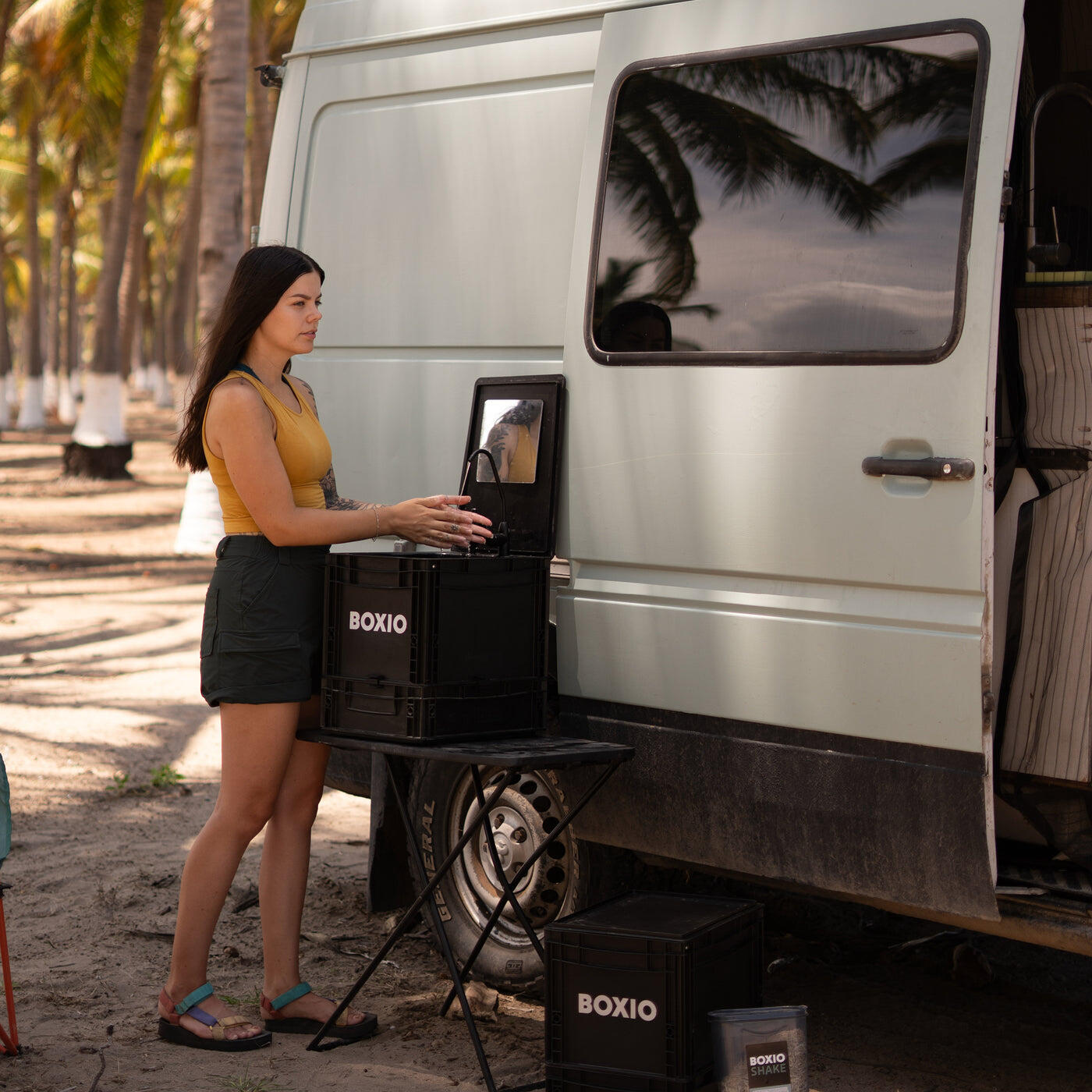 BOXIO - WASH: Mobiles 40x30 Spülbecken Camping Waschbecken mit Pumpe ohne Strom 7/7