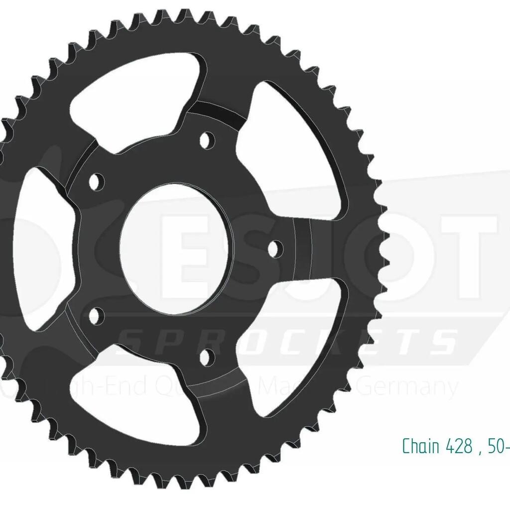 ESJOT 428 Chainwheel — 55 Teeth, Steel, Silver Finish.