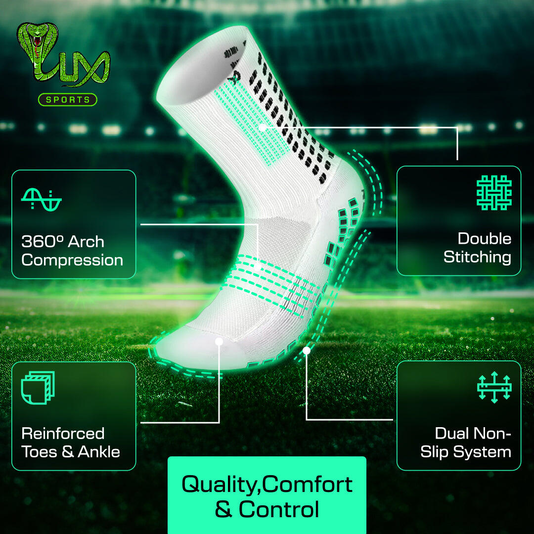 Football Grip Socken Wadenlang Weiß 3er-Pack Erwachsenengröße 3/8