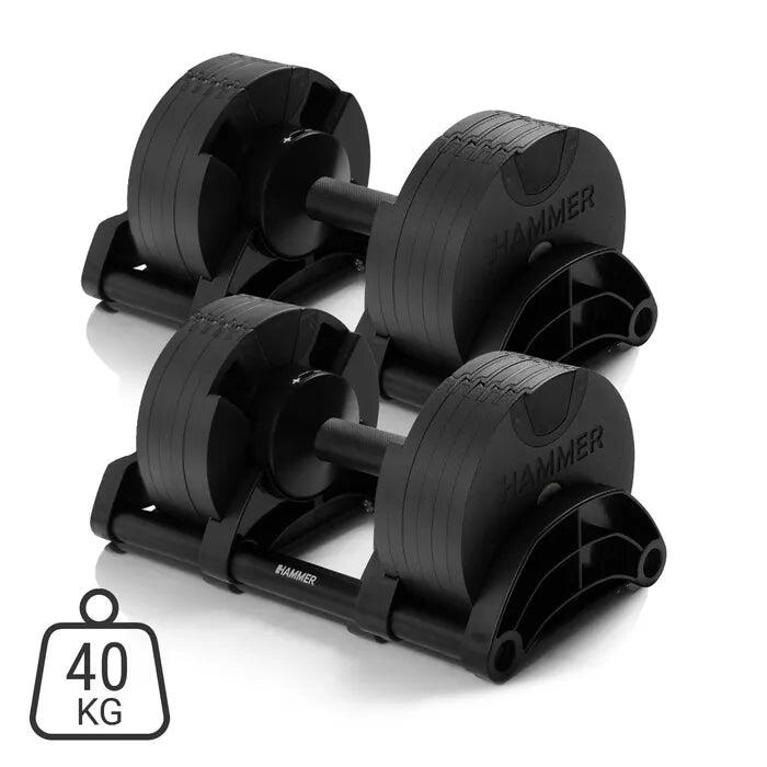 Set mancuernas SMARTLOCK II 2x20kg y soporte Hammer 6/8