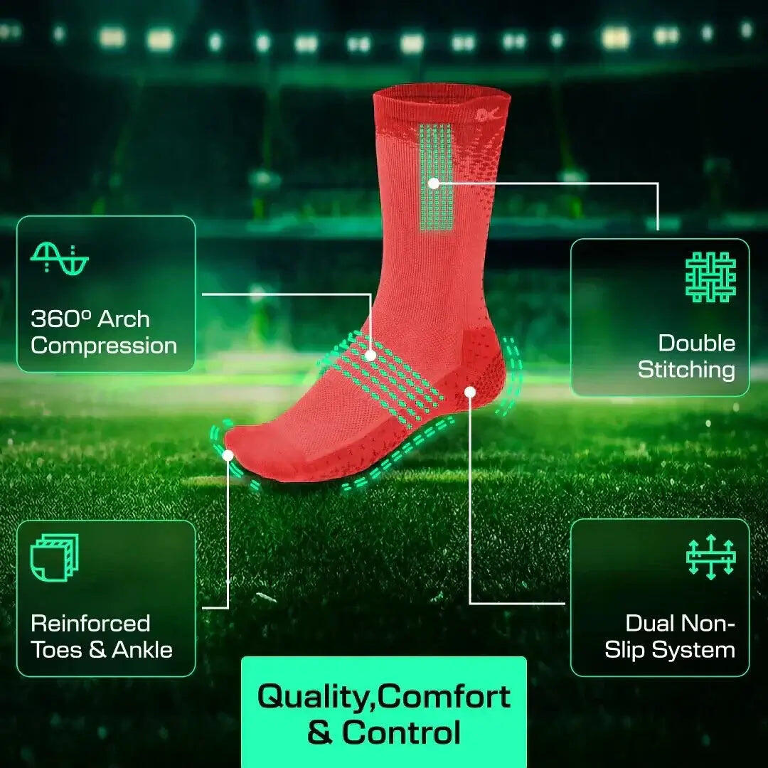 Sportsokken - Performance Grip Nop Sokken - Rood - LUX - Rood 3/7