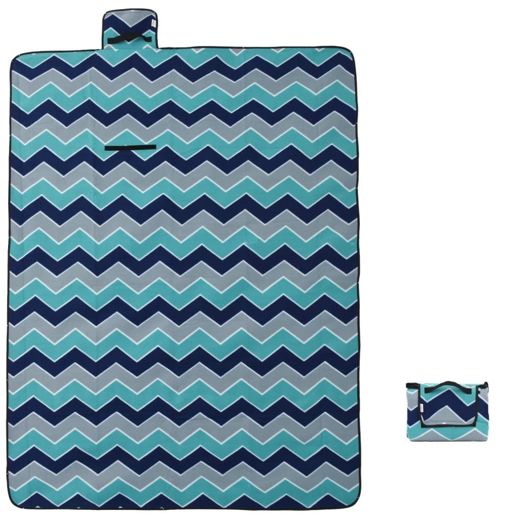 VidaXL Manta de picnic plegable 200x150 cm terciopelo azul. 3/3