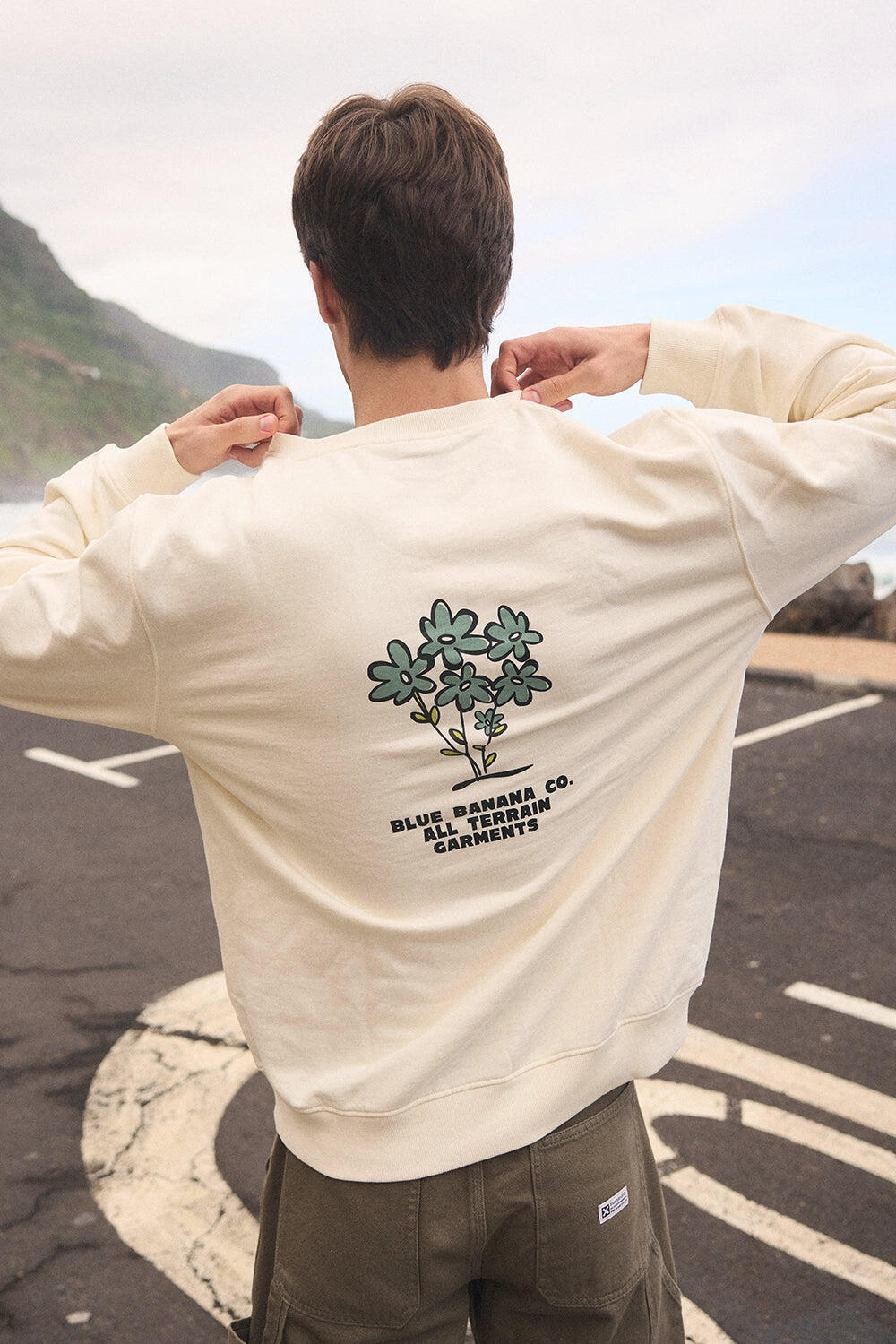 Sudadera Blue Banana Blanco Roto de Algodón 100% Orgánico 7/7