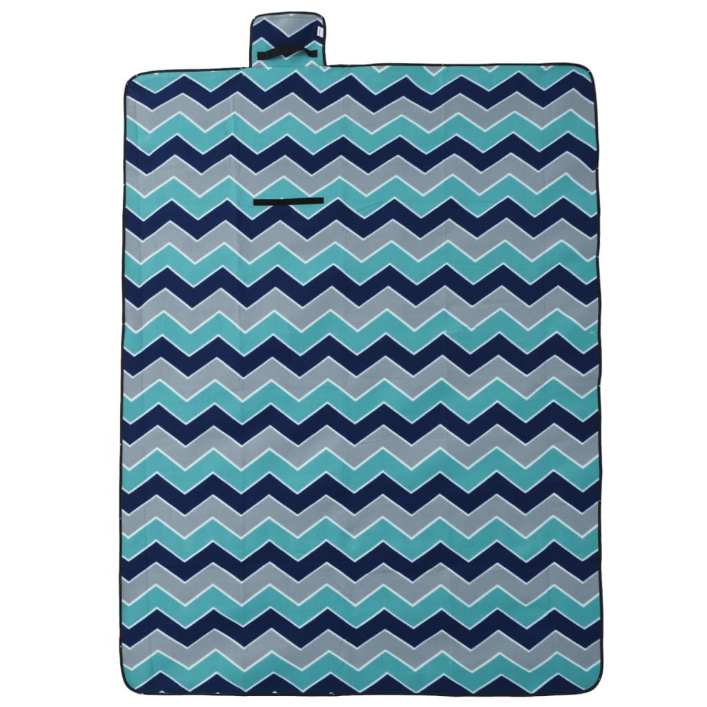 VidaXL Manta de picnic plegable 200x150 cm terciopelo azul. 2/3